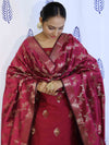 Banarasee Salwar Kameez Semi Katan Silk Fabric With Dupatta-Magenta