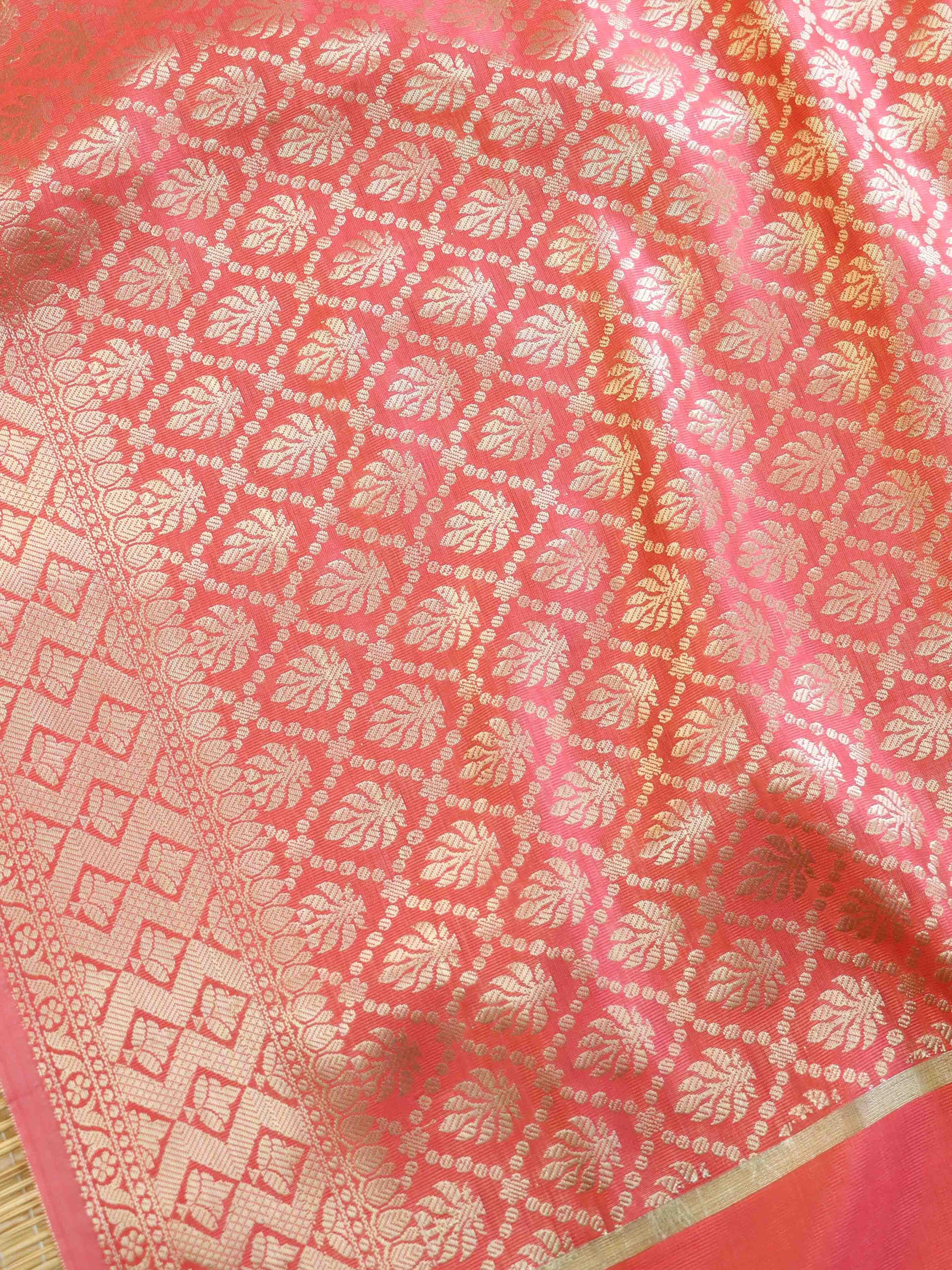 Banarasee Art Silk Jaal Design Dupatta-Pink