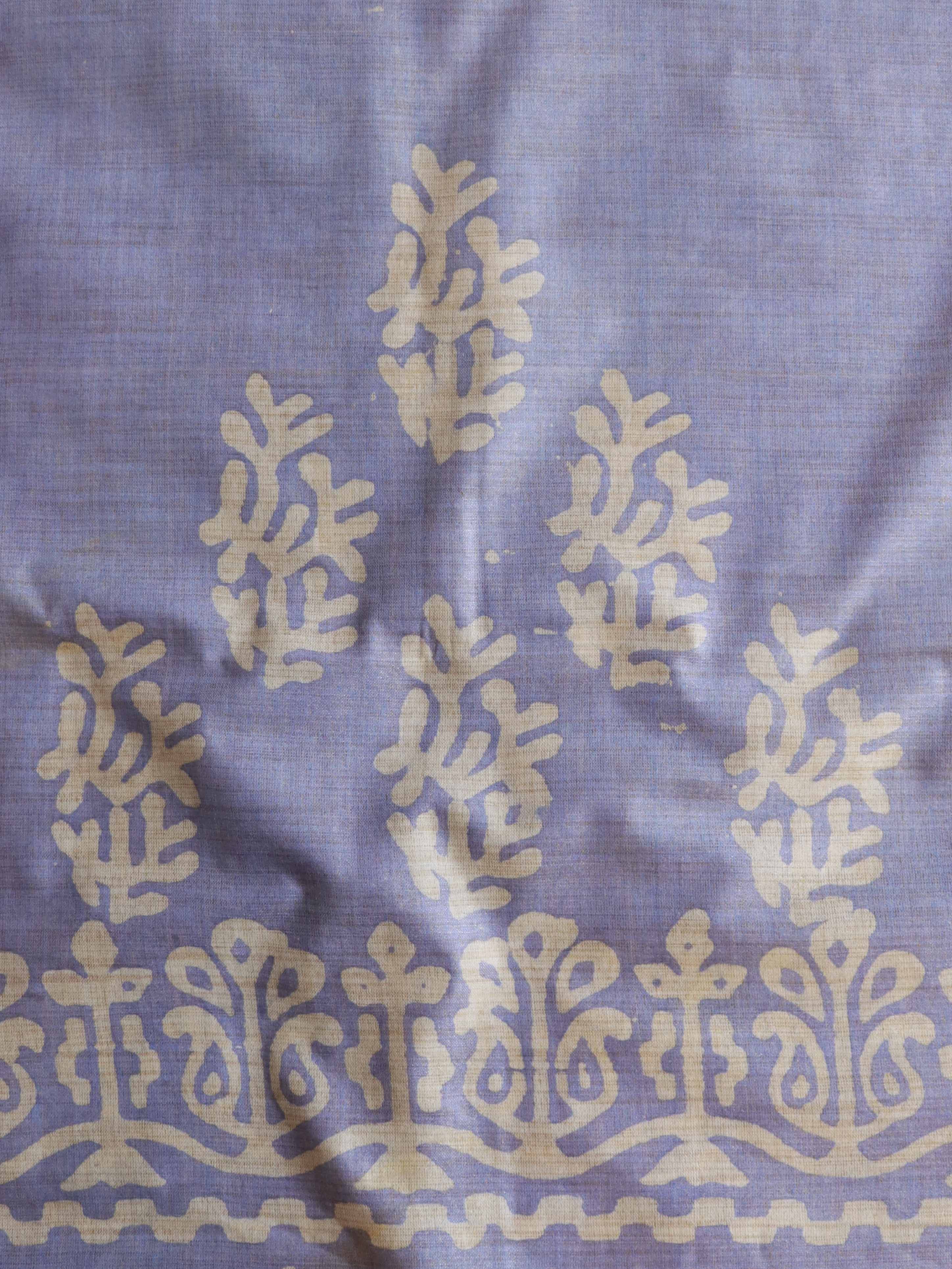 Handloom Khadi Cotton Hand-Dyed Batik Pattern Salwar Kameez Dupatta Set-Purple & Green