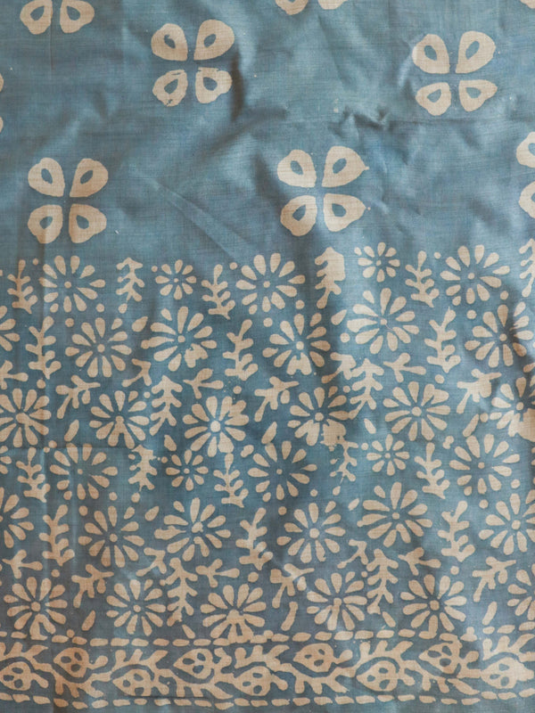 Handloom Khadi Cotton Hand-Dyed Batik Pattern Salwar Kameez Dupatta Set-Plum & Blue