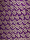 Banarasee Semi Katan Antique Zari Jaal Fabric-Violet