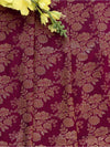 Banarasee Semi Katan Antique Zari Jaal Fabric-Maroon