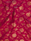 Banarasee Semi Katan Antique Zari Jaal Fabric-Red