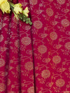 Banarasee Semi Katan Antique Zari Jaal Fabric-Red