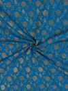 Banarasee Semi Katan Antique Zari Jaal Fabric-Blue