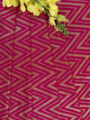 Banarasee Semi Kayam Antique Zari Zig Zag Pattern Fabric-Hot Pink