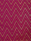 Banarasee Semi Kayam Antique Zari Zig Zag Pattern Fabric-Hot Pink