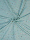 Banarasee Semi Katan Silk Antique Zari Buti Fabric-Pastel Blue
