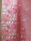 Banarasee Pure Organza Silk Saree With Floral Resham Embroidery-Pink