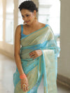 Banarasee Organza Mix Saree With Zari Buti & Border-Light Blue