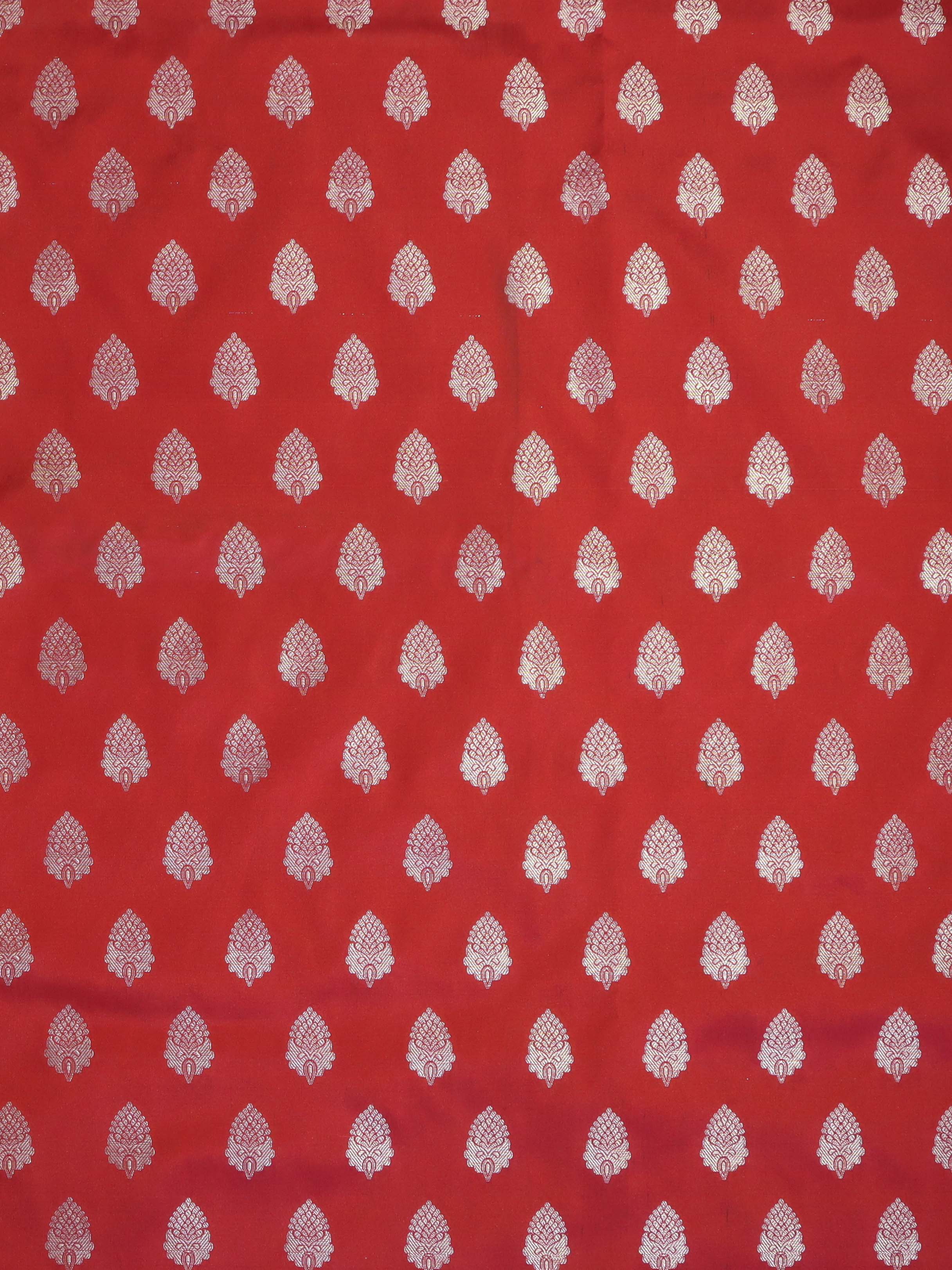 Banarasee Cotton Silk Salwar Kameez Fabric With Digital Print Dupatta-Red & White