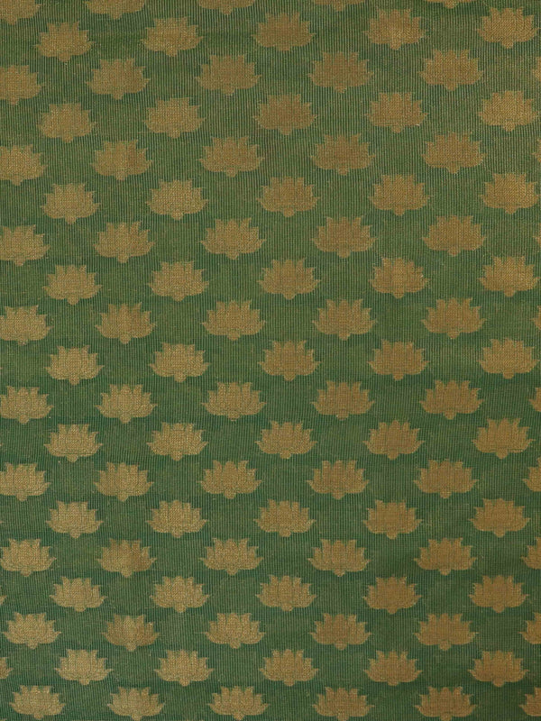 Banarasee Tissue Salwar Kameez Fabric With Contrast Cotton Silk Dupatta-Green & Pink