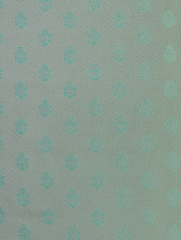 Banarasee Brocade Salwar Kameez Fabric With Cotton Silk Dupatta-Sea Green & Pink