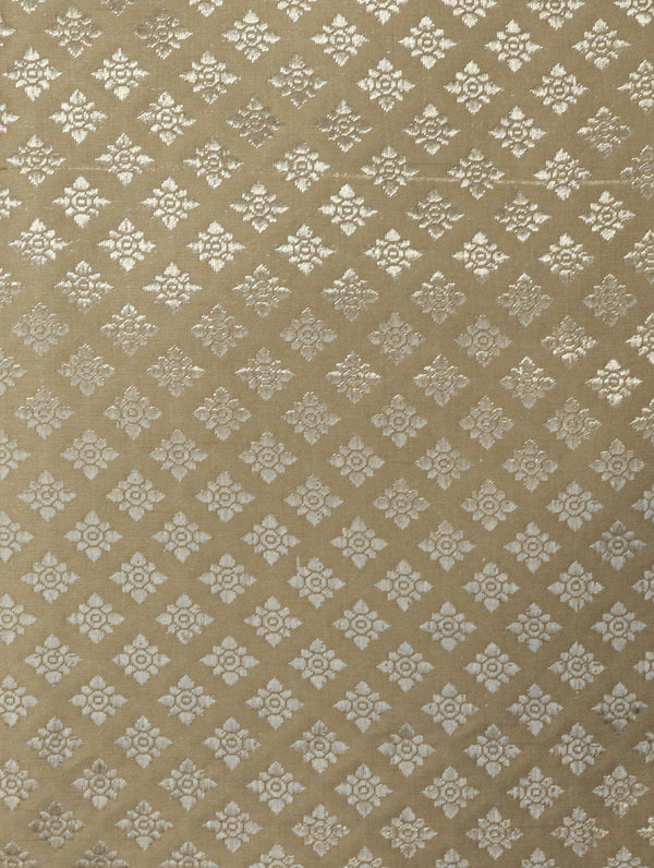 Banarasee Brocade Salwar Kameez Fabric With Art Silk Dupatta Set-Beige & Maroon