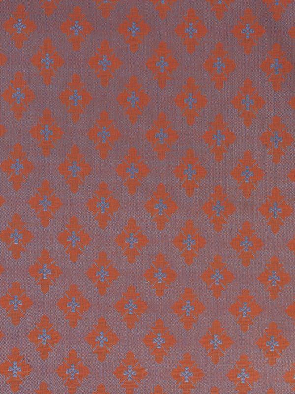 Banarasee Brocade Salwar Kameez Fabric With Cotton Silk Dupatta Set-Orange & Teal Blue