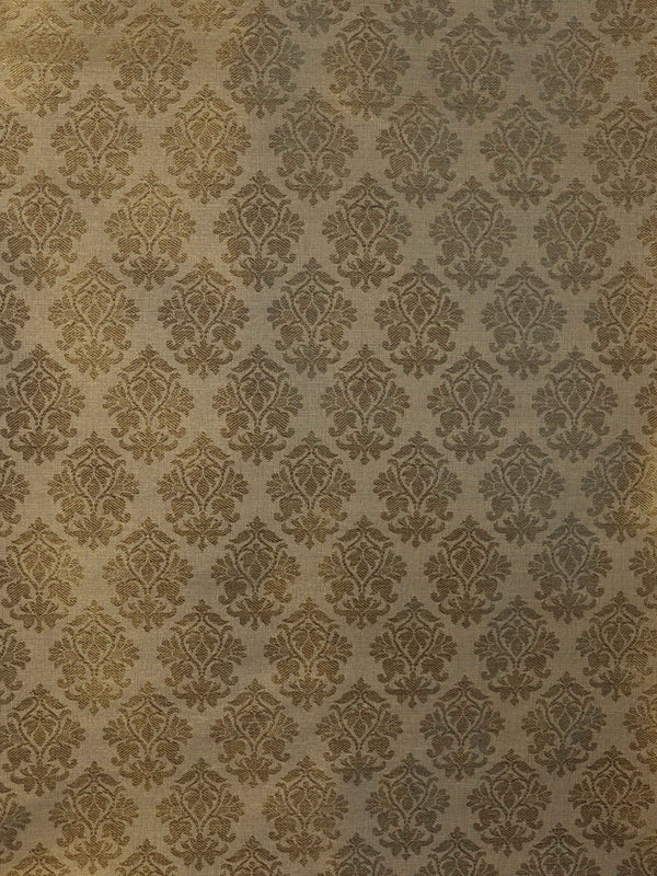 Banarasee Brocade Salwar Kameez Fabric With Cotton Silk Dupatta-Sandy Yellow & Brown