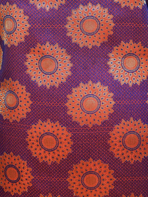 Banarasee Art Silk Salwar Kameez Fabric With Contrast Semi Silk Dupatta Set-Orange & Violet