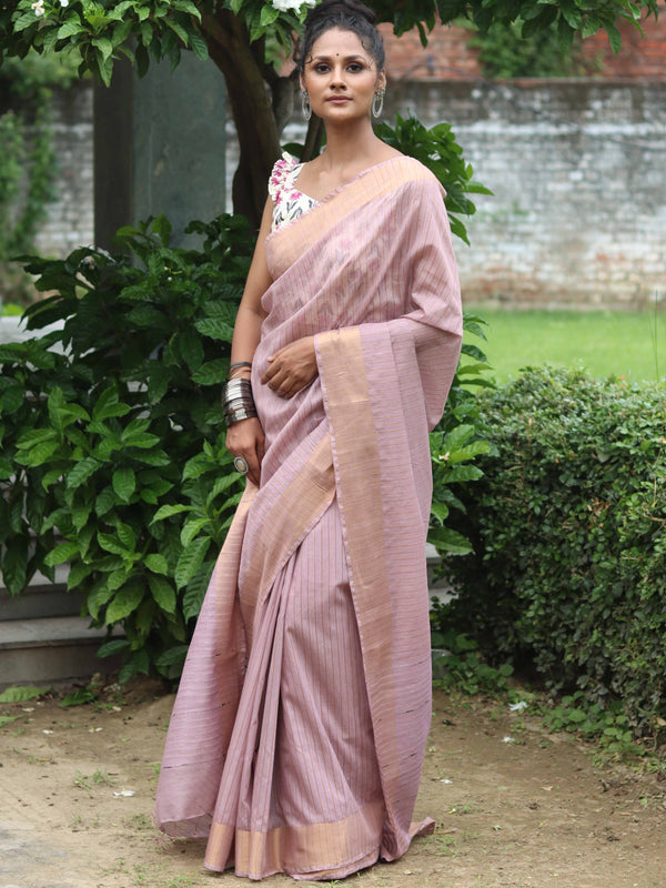 Bhagalpur Cotton Silk Ghichha Work Saree-Mauve