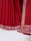 Banarasee Handloom Plain Chiffon Saree With Silver Zari Border-Maroon