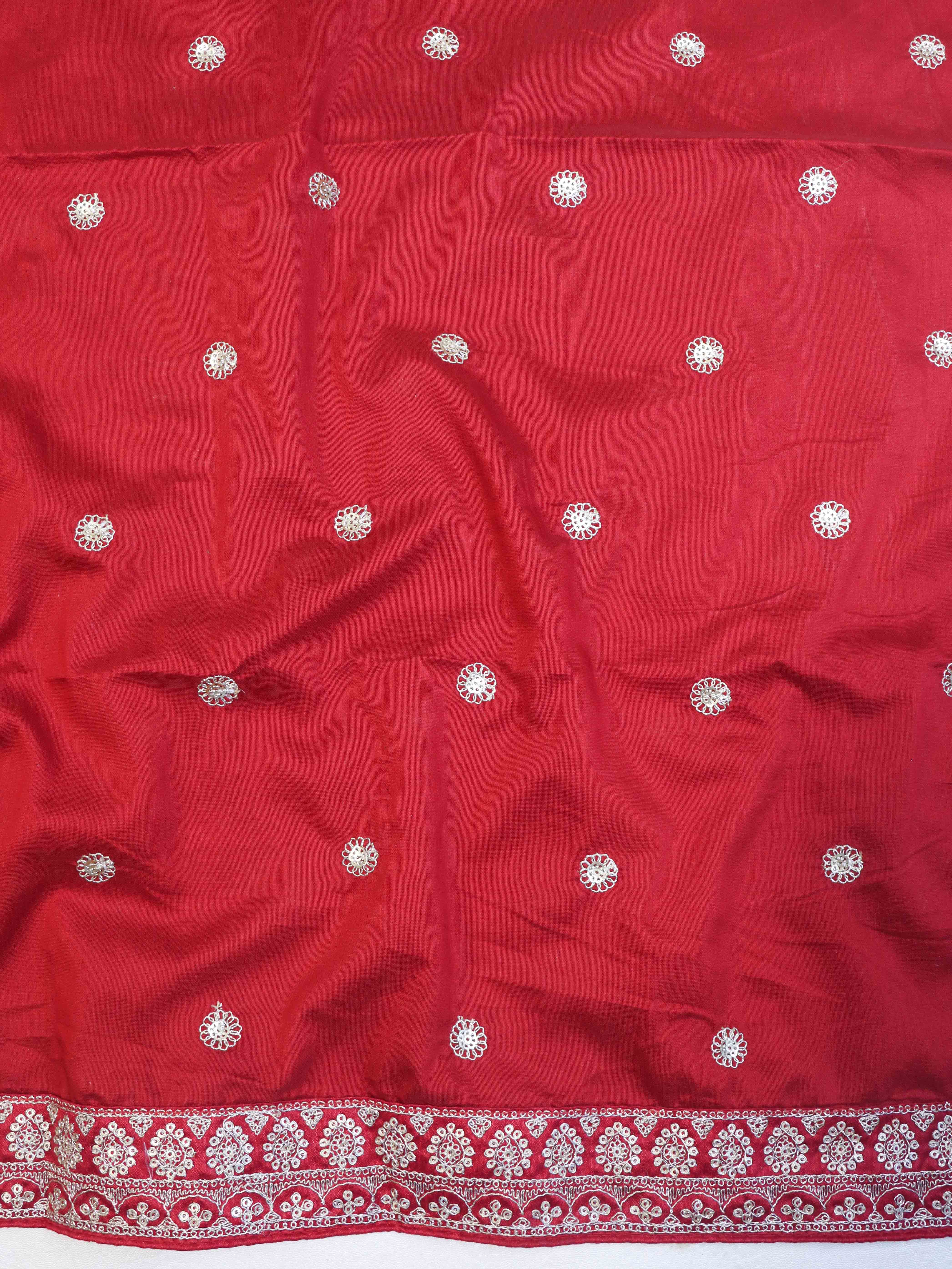 Banarasee Handloom Plain Chiffon Saree With Silver Zari Border-Maroon