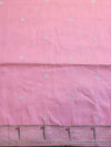 Banarasee Handwoven Crushed Tissue Saree With Zari Embroidery Border-Light Pink