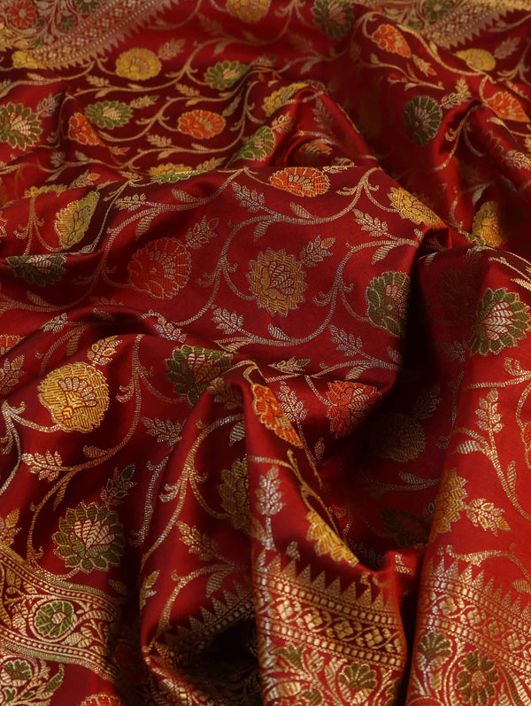 Banarasee Cotton Silk Jaal Design Dupatta-Maroon