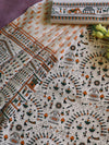 Handloom Printed Khadi Cotton Salwar Kameez Dupatta Set-Beige