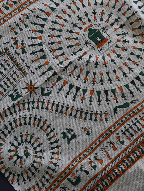 Handloom Printed Khadi Cotton Salwar Kameez Dupatta Set-Beige