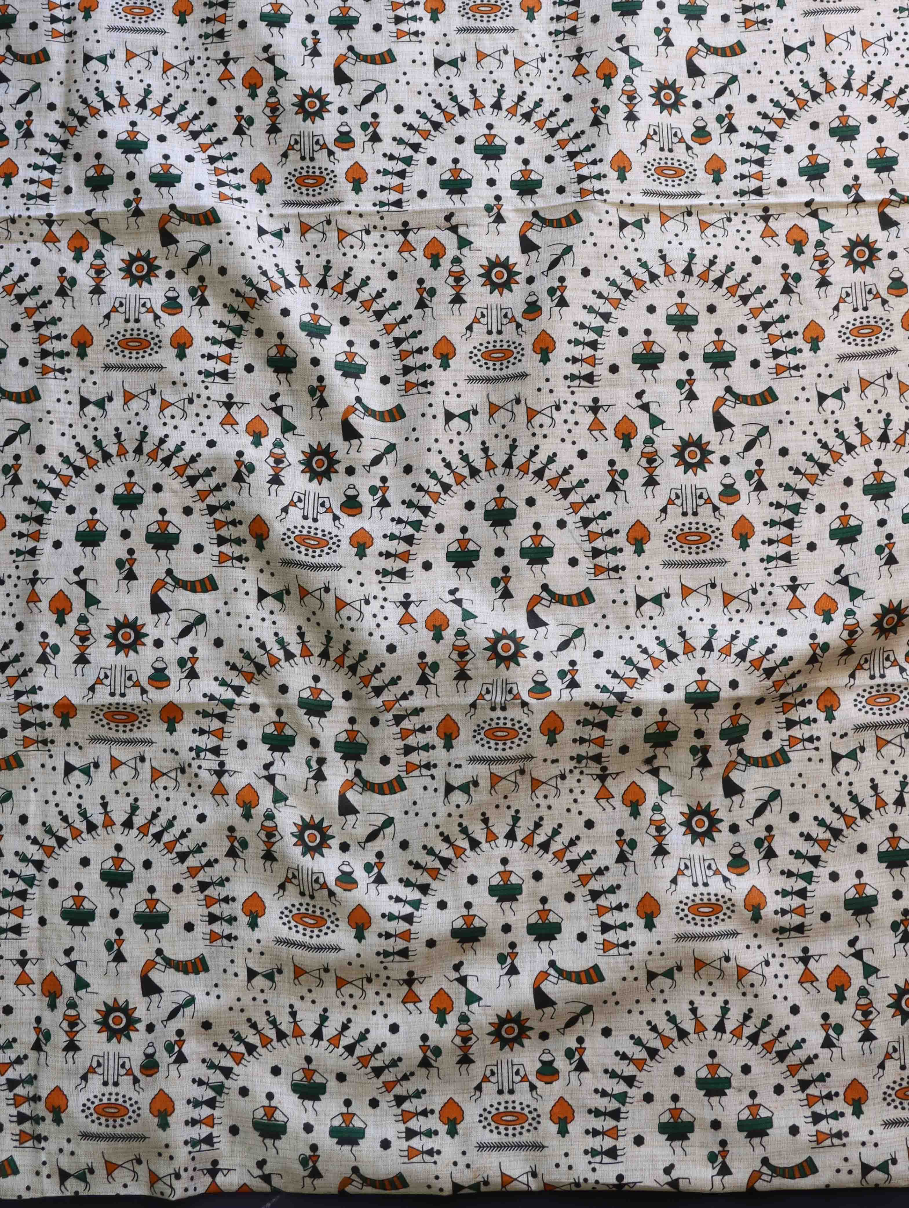 Handloom Printed Khadi Cotton Salwar Kameez Dupatta Set-Beige