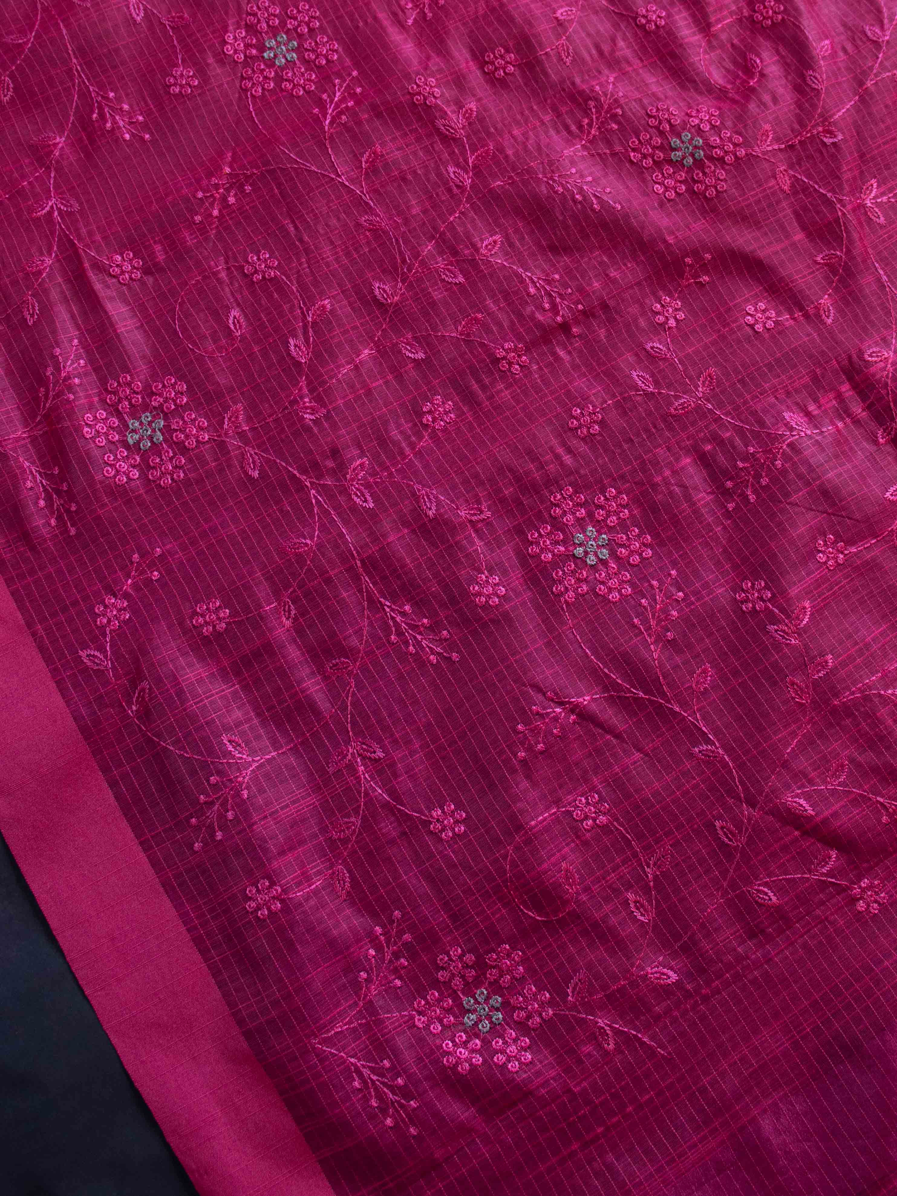 Banarasee Cotton Silk Embroidered Jaal Design Dupatta-Pink