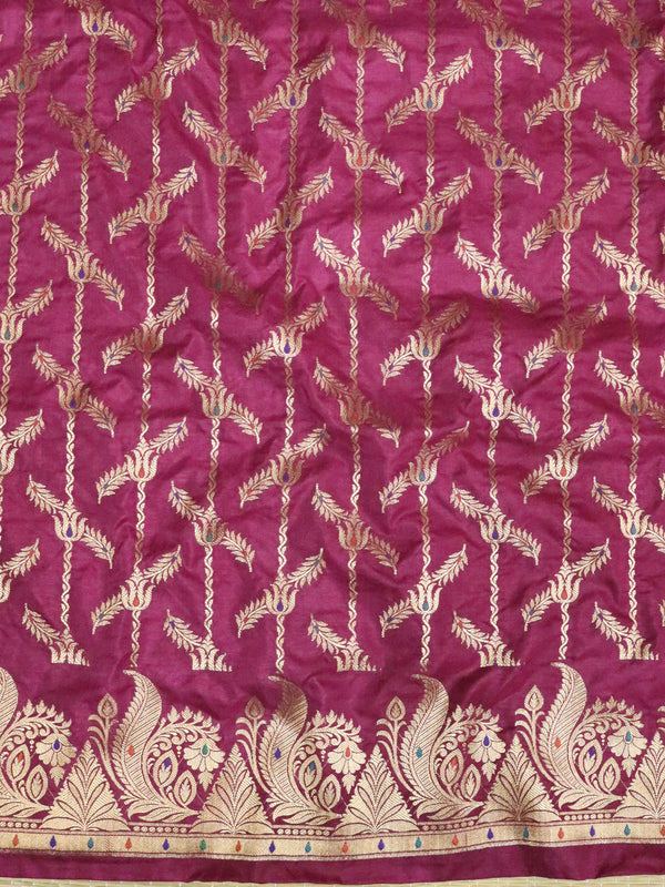 Banarasee Art Silk Zari Design Salwar Kameez With Dupatta Set-Magenta