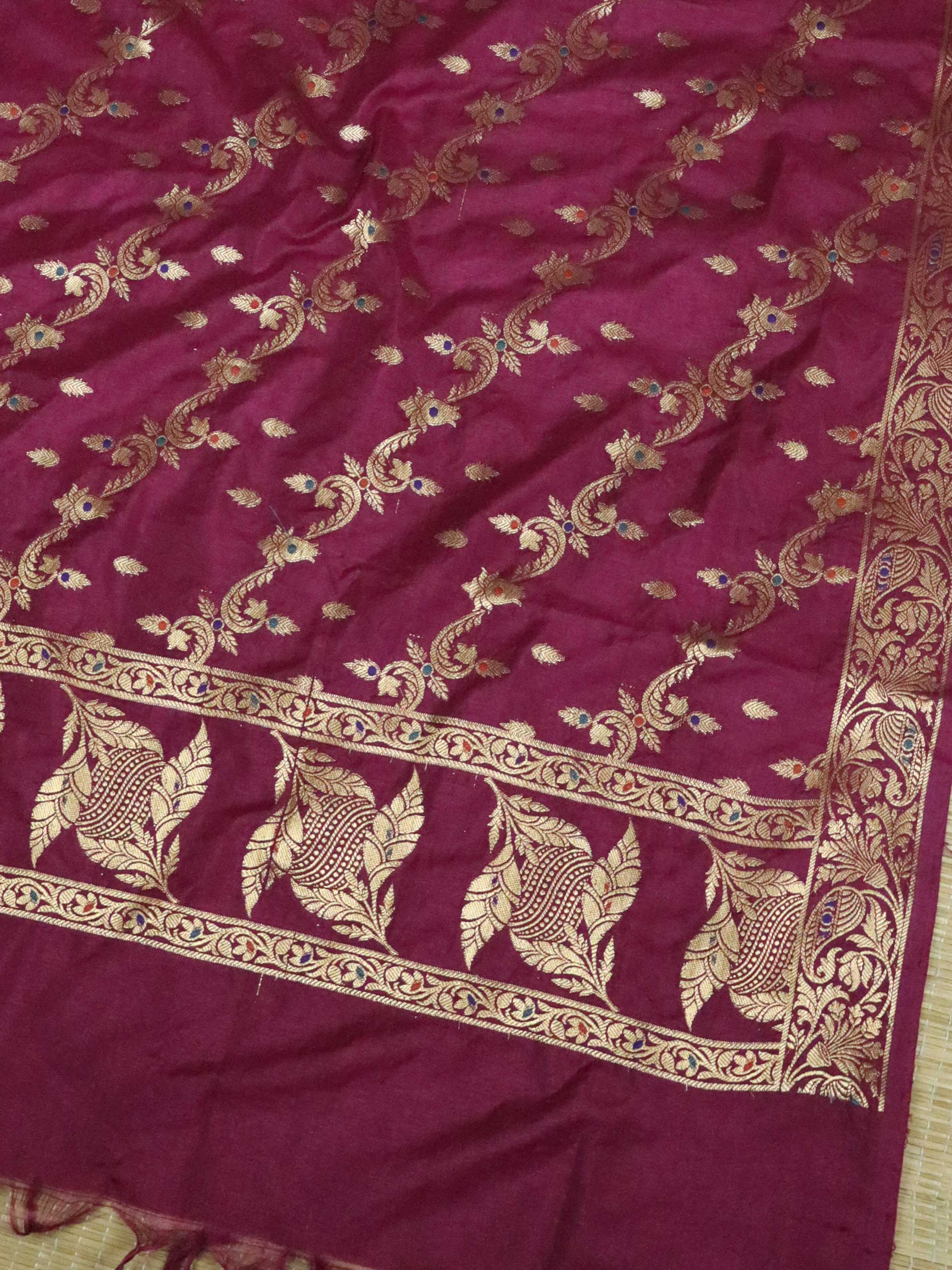 Banarasee Art Silk Zari Design Salwar Kameez With Dupatta Set-Magenta