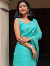 Banarasee Handwoven Super Net Embroidered Saree-Sea Green