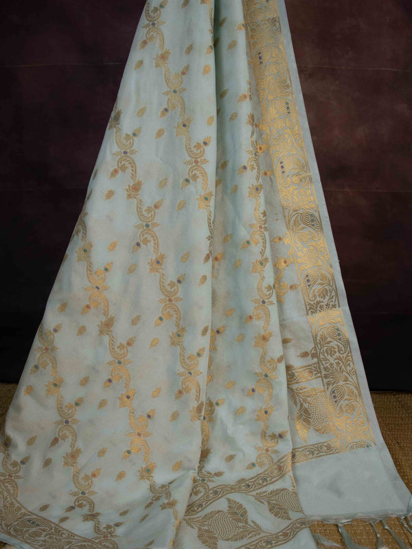 Banarasee Art Silk Zari Design Salwar Kameez With Dupatta Set-Light Blue