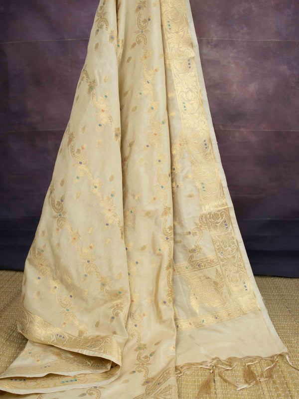 Banarasee Art Silk Zari Design Salwar Kameez With Dupatta Set-Beige