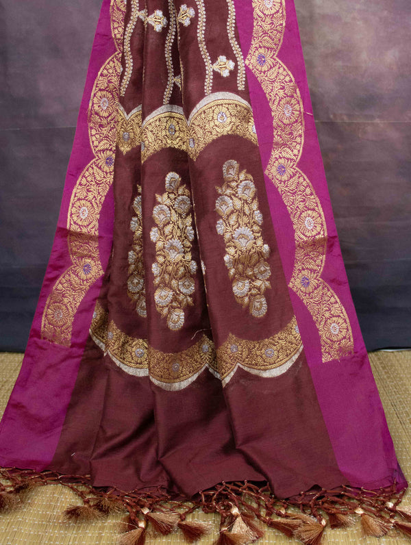 Banarasee Art Silk Zari Design Salwar Kameez With Dupatta Set-Maroon