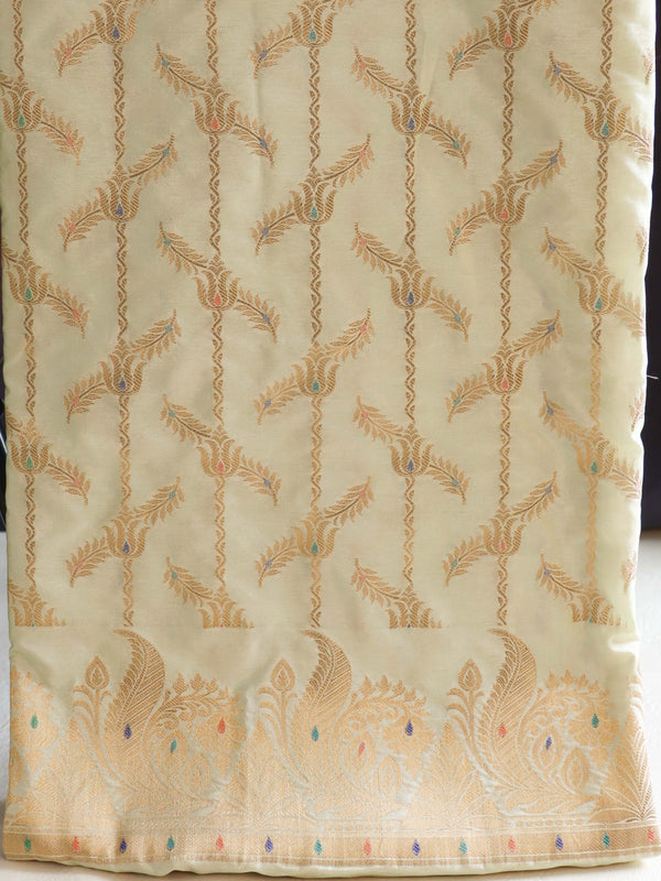 Banarasee Art Silk Zari Design Salwar Kameez With Dupatta Set-Light Green