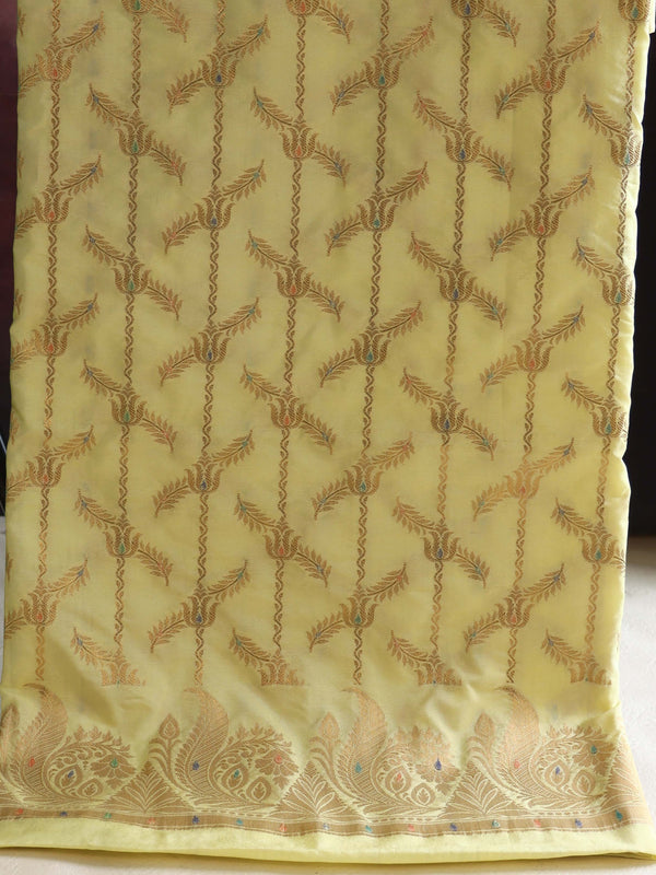 Banarasee Art Silk Zari Design Salwar Kameez With Dupatta Set-Yellow