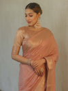 Banarasee Handwoven Semi Silk Saree With Gold Zari Buti & Border-Blush Pink