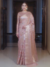 Banarasee Faux Georgette Saree With Gold Zari & Resham Jaal Work-Blush Pink
