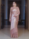 Banarasee Faux Georgette Saree With Gold Zari & Resham Jaal Work-Blush Pink