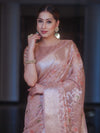 Banarasee Faux Georgette Saree With Gold Zari & Resham Jaal Work-Blush Pink