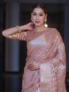 Banarasee Faux Georgette Saree With Gold Zari & Resham Jaal Work-Blush Pink