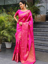 Banarasee Handloom Pure Chiniya Silk Saree With Zari Work-Pink