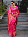 Banarasee Handloom Pure Chiniya Silk Saree With Zari Work-Pink