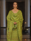 Banarasee Art Silk Resham Design Salwar Kameez With Dupatta Set-Lime Green