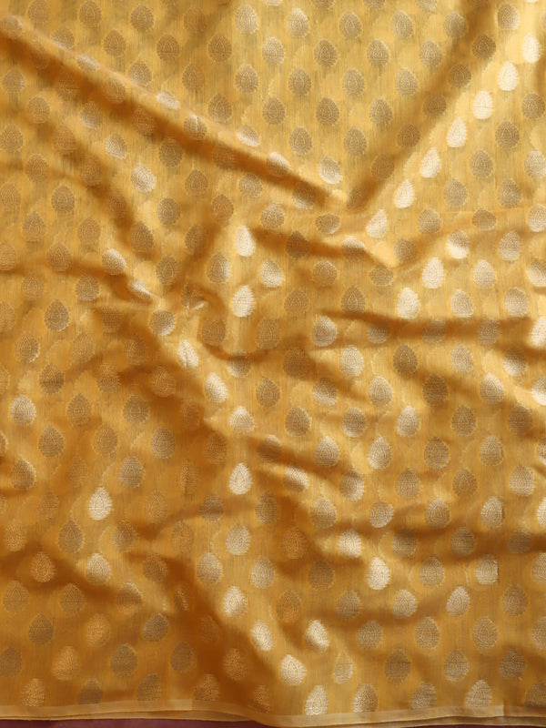 Banarasee Semi-Silk Salwar Kameez Fabric With Dupatta Set-Pink & Yellow