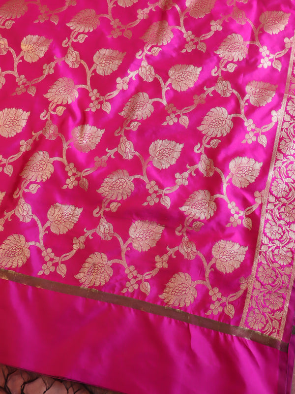 Banarasee Semi-Silk Salwar Kameez Fabric With Dupatta Set-Pink & Yellow
