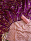 Banarasee Semi-Silk Salwar Kameez Fabric With Dupatta Set-Pink & Purple