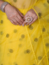 Banarasee Organza Mix Saree With Embroidered Buta & Applique Work Pallu-Yellow